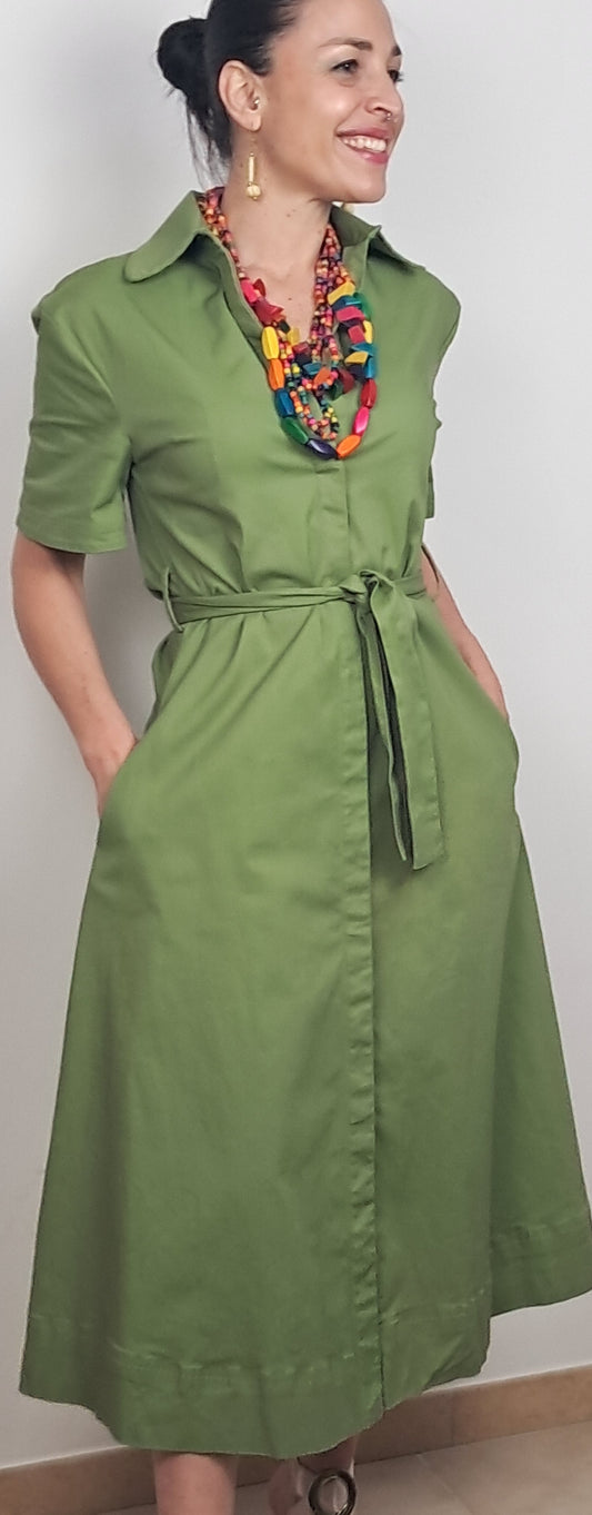 Vestito lungo stile trench