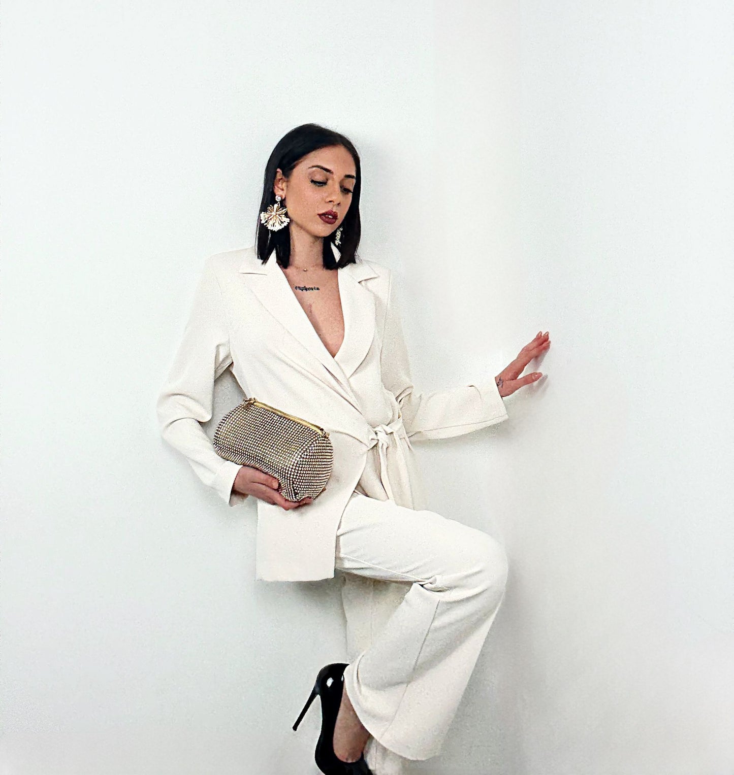 COMPLETO GIACCA PANTALONE BIANCO