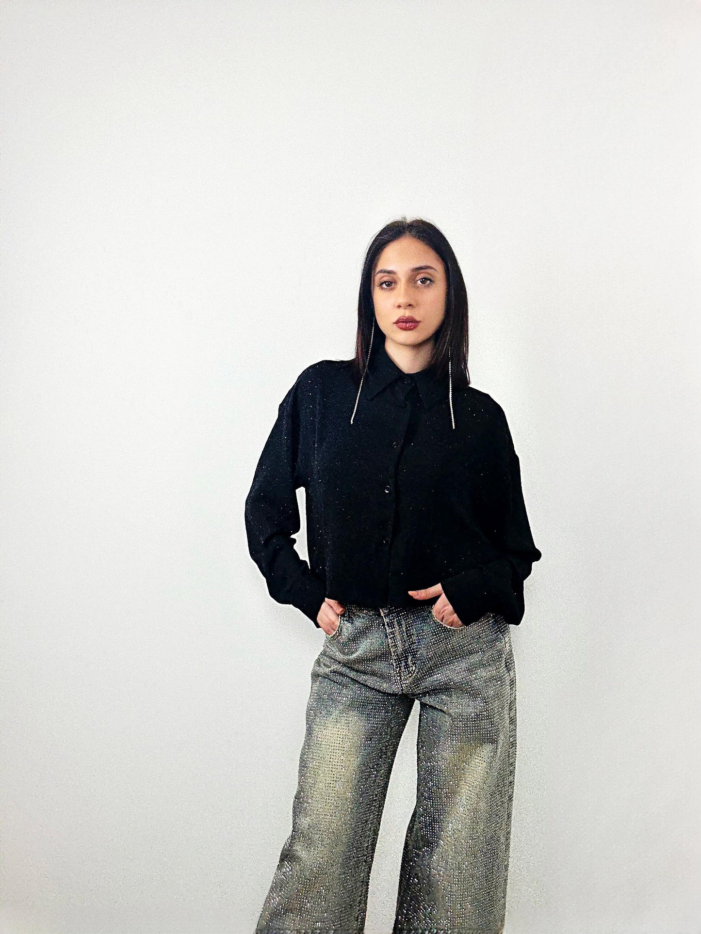 CAMICA BOLERO NERA GLITTERATA
