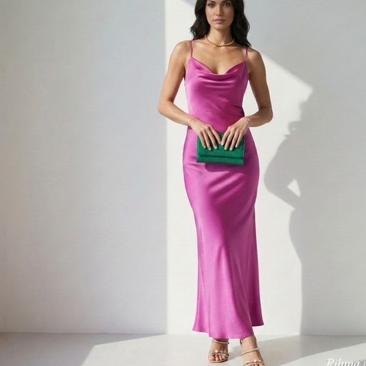 Abito in Seta Giulia – Vestito donna elegante scollo V
