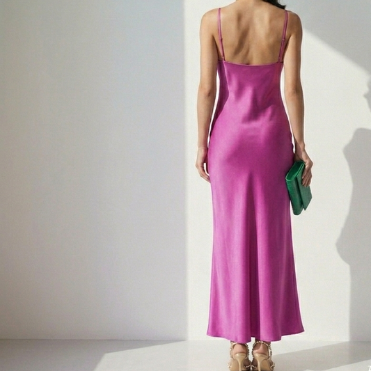 Abito in Seta Giulia – Vestito donna elegante scollo V