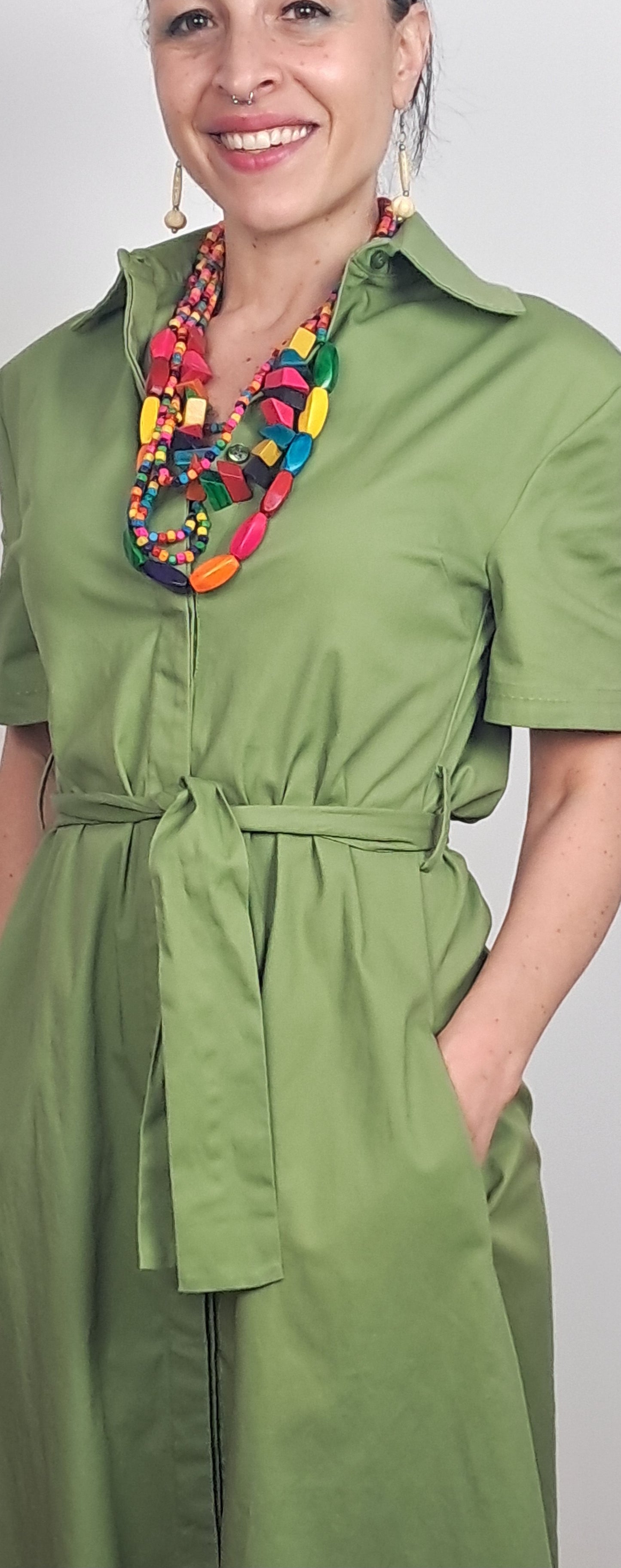 Vestito lungo stile trench