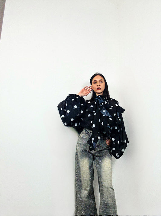 CAMICIA A POIS NERA VANESSA SCOTT