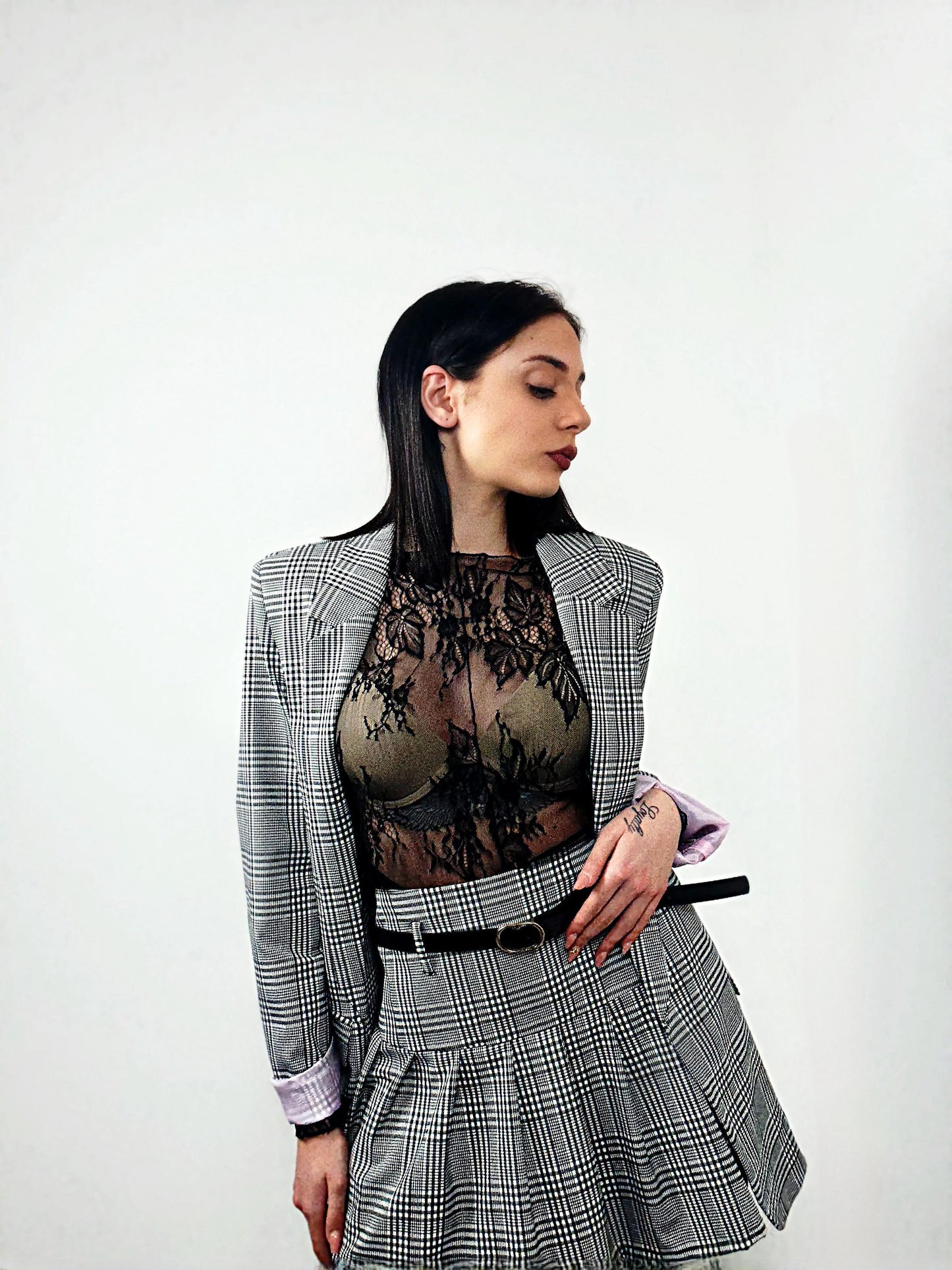 COMPLTO DONNA GIACCA E GONNA PANTALONCINO QUADRETTI