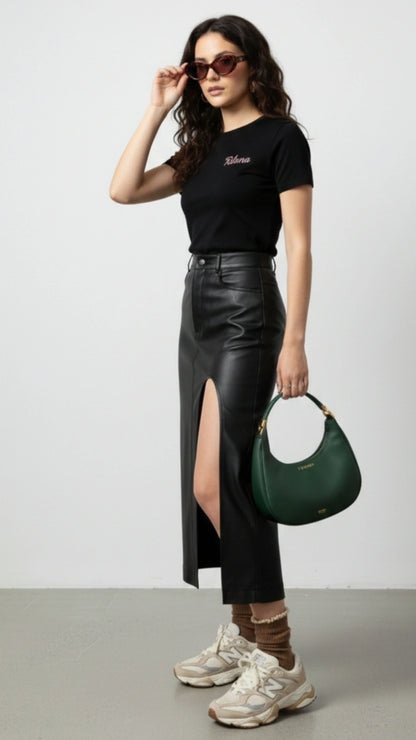 GONNA NERA CON SPACCO SIMILPELLE Lola